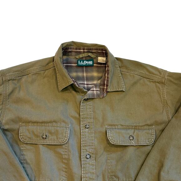 LL Bean Hurricane Shirt Mens Sz Large Green Shacket Fleece Lined Made in Canada - Picture 3 of 9